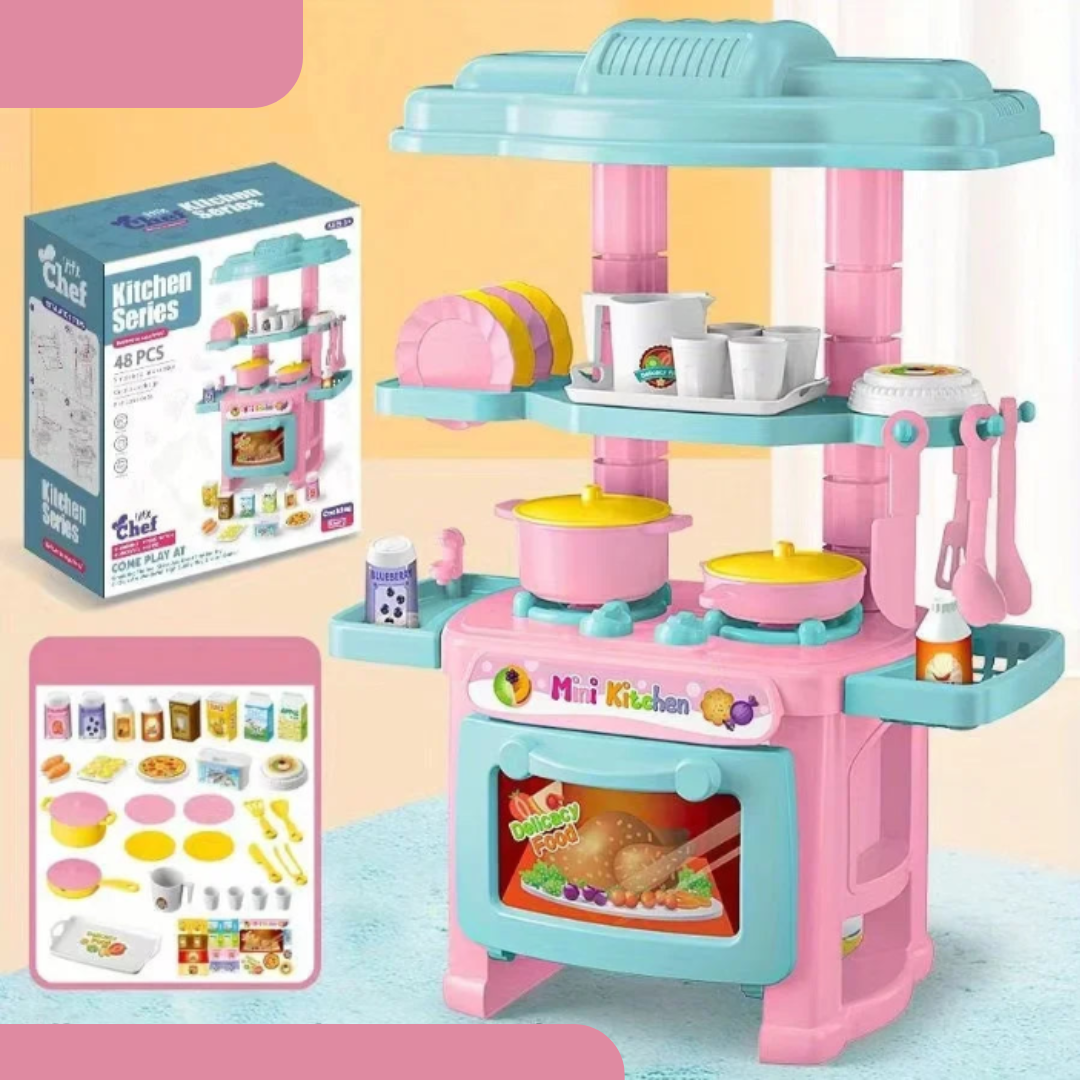 Mini Kitchen Counter Play Set – DIY Simulated Cooking Food Tableware