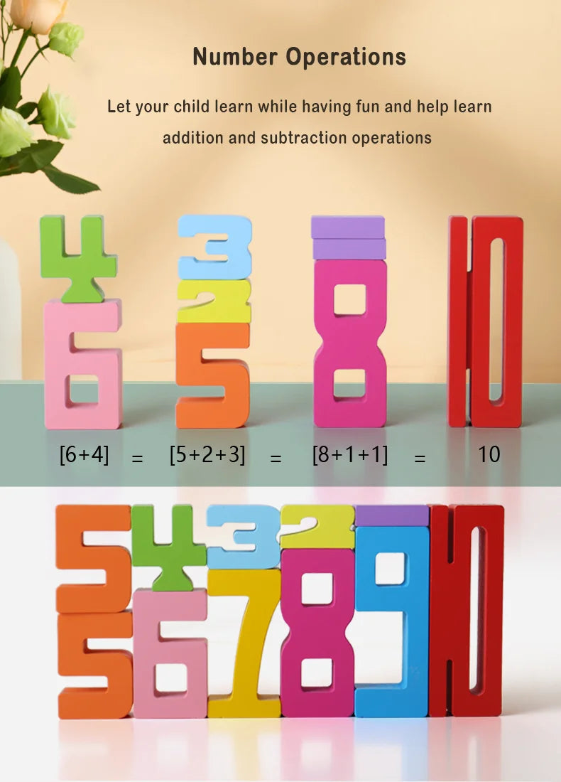 Montessori Wooden Puzzle Blocks – Stacking, Counting & Brain-Building Fun