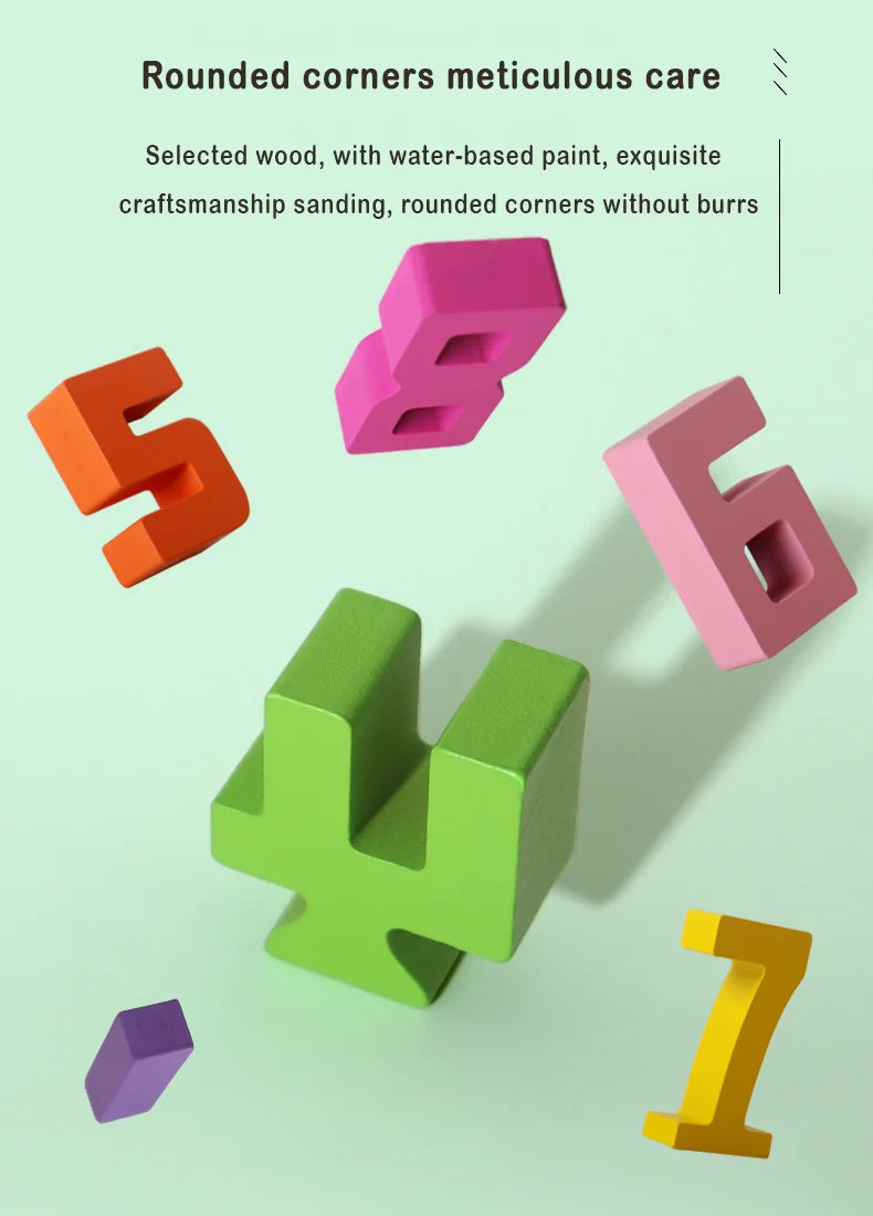 Montessori Wooden Puzzle Blocks – Stacking, Counting & Brain-Building Fun
