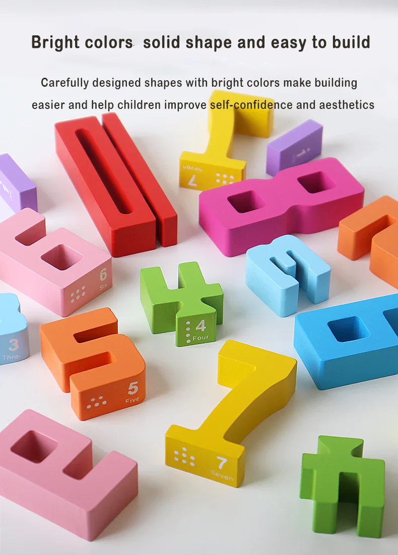 Montessori Wooden Puzzle Blocks – Stacking, Counting & Brain-Building Fun