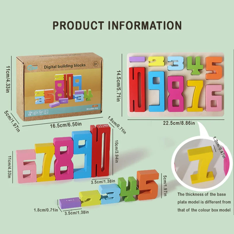 Montessori Wooden Puzzle Blocks – Stacking, Counting & Brain-Building Fun