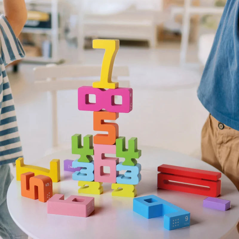 Montessori Wooden Puzzle Blocks – Stacking, Counting & Brain-Building Fun