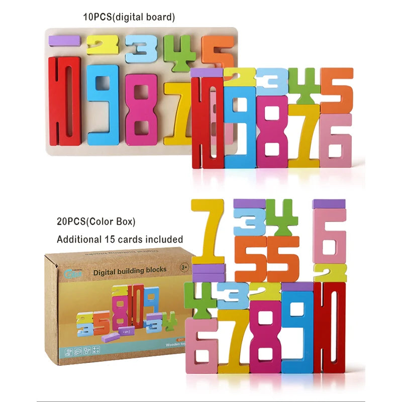 Montessori Wooden Puzzle Blocks – Stacking, Counting & Brain-Building Fun