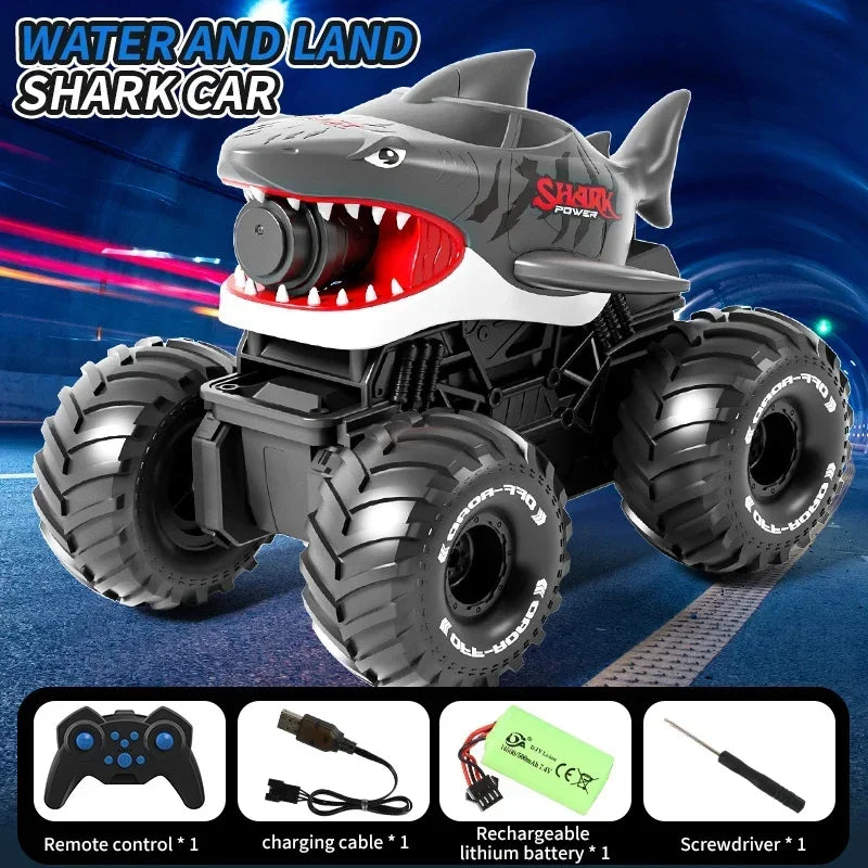 SharkBlaster 2-in-1 Amphibious RC Car & Water Shooter | 2.4G Remote + Gesture Watch Control