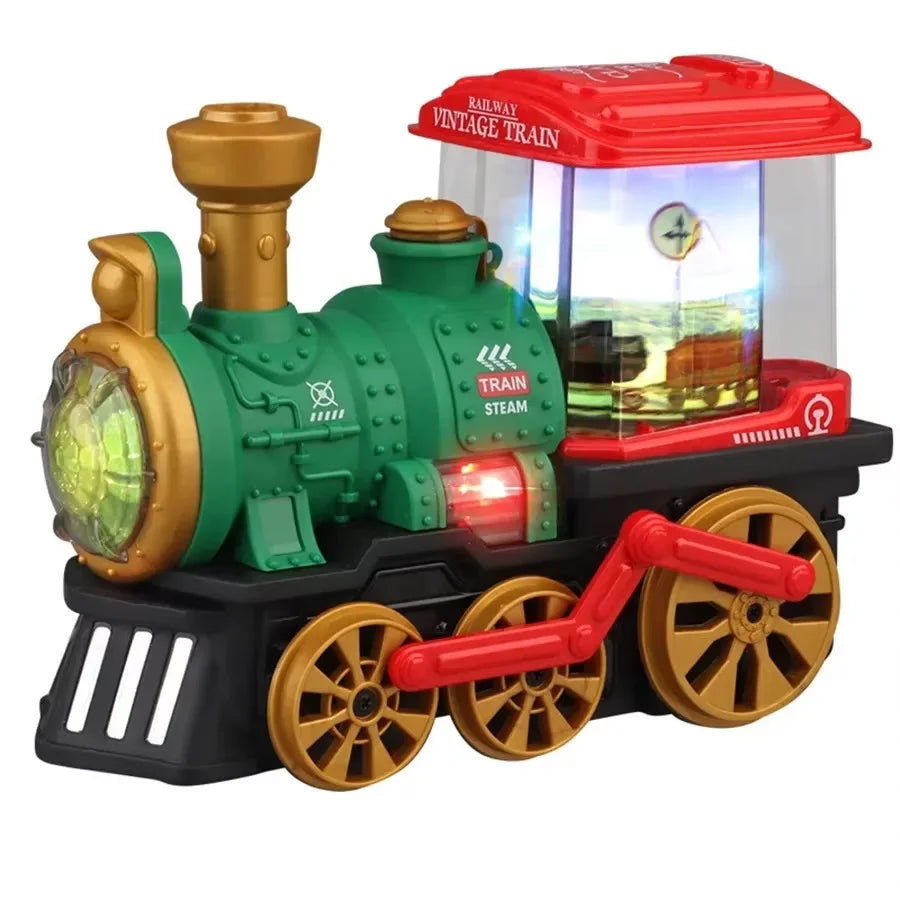 Electric Steam Spray Train Toy with Lights, Sound & Smoke
