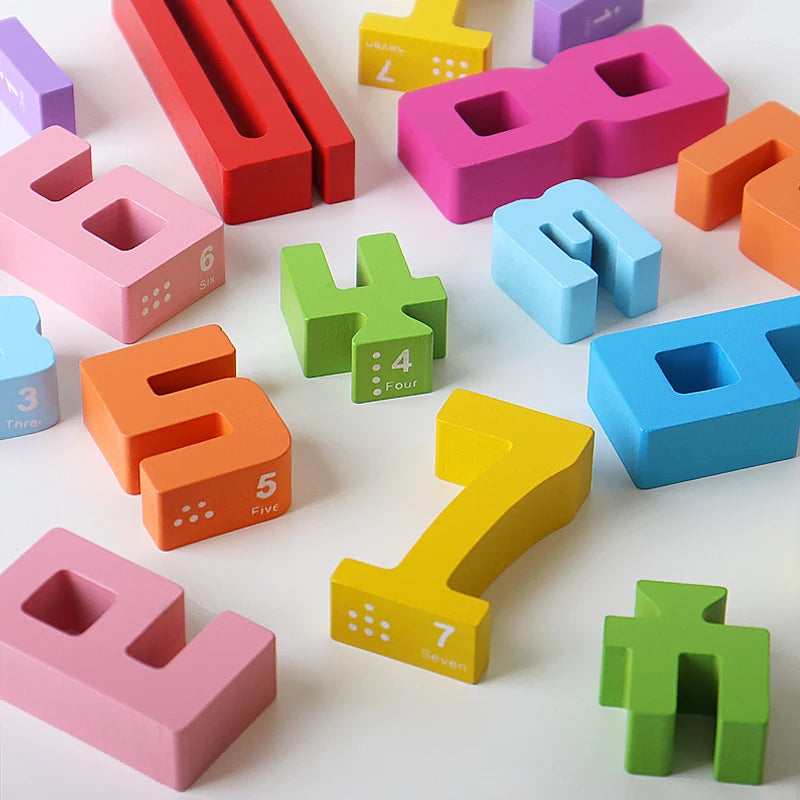 Montessori Wooden Puzzle Blocks – Stacking, Counting & Brain-Building Fun