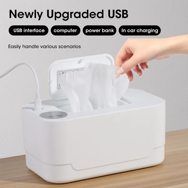 Baby Wipe Warmer – USB Charge Wet Towel Dispenser for Home and Car Use