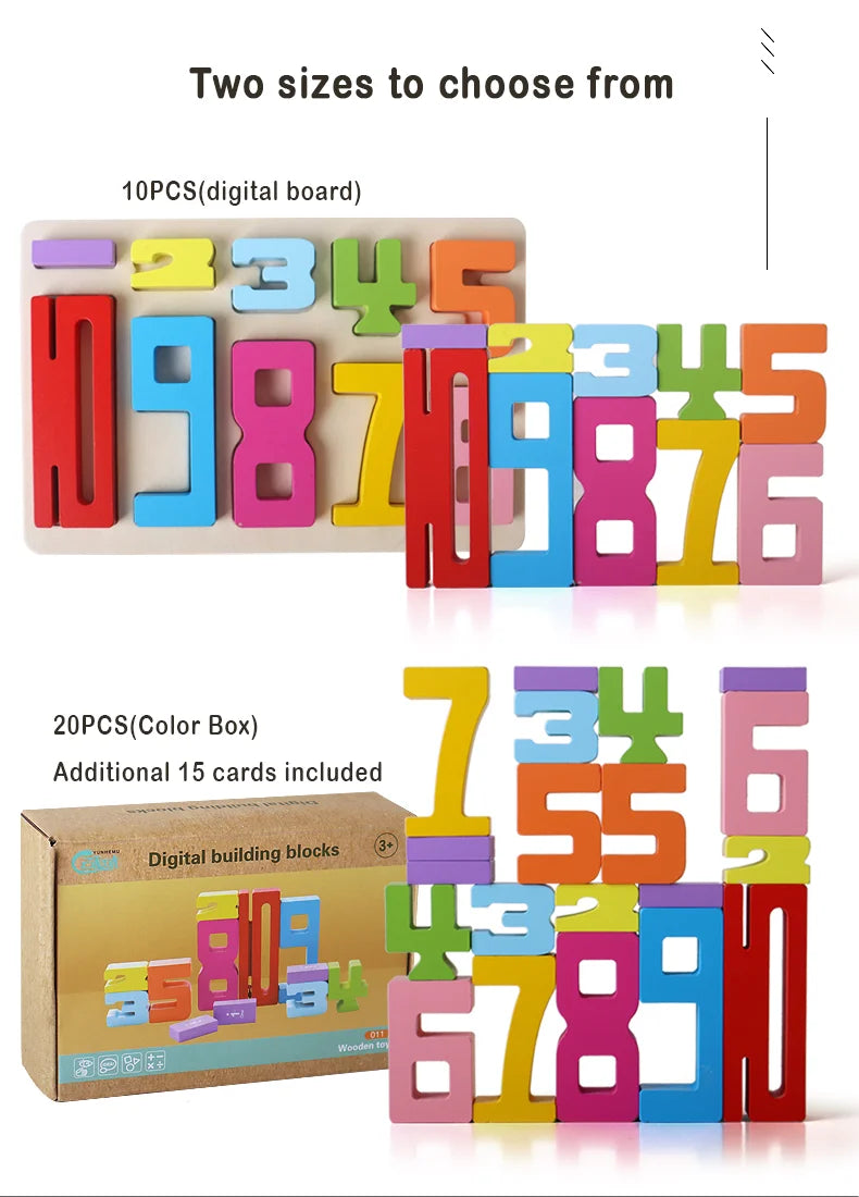 Montessori Wooden Puzzle Blocks – Stacking, Counting & Brain-Building Fun