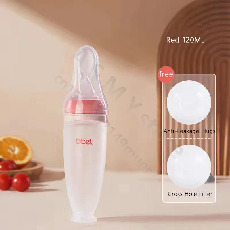 SqueezeFeeder Baby Silicone Feeding Bottle with Spoon
