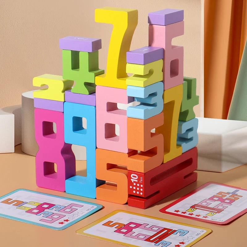 Montessori Wooden Puzzle Blocks – Stacking, Counting & Brain-Building Fun