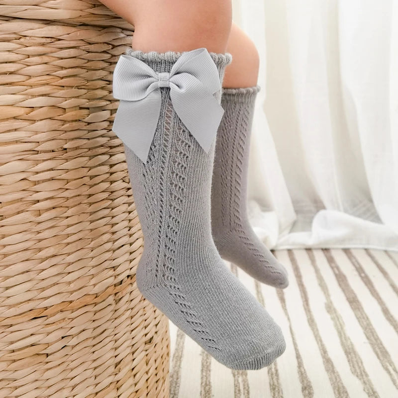 Baby Girls Socks β Spanish Style Bow Cotton Mesh Breathable Socks for Newborns