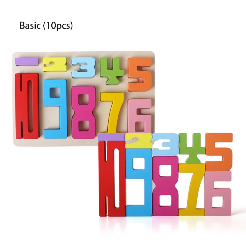 Montessori Wooden Puzzle Blocks – Stacking, Counting & Brain-Building Fun