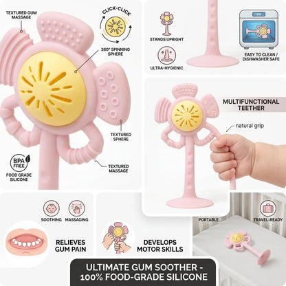BloomGrip Silicone Baby Teether & Sensory Rattle Toy