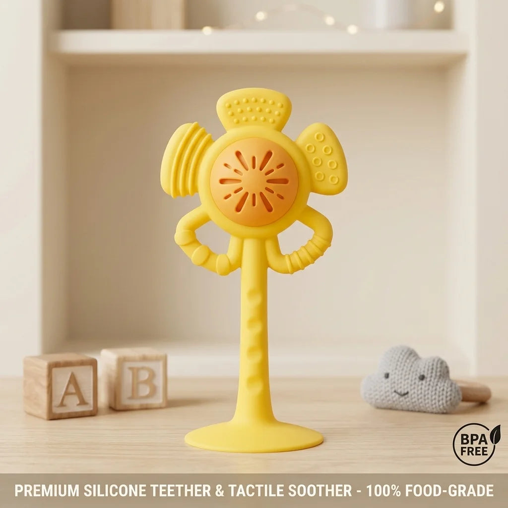 BloomGrip Silicone Baby Teether & Sensory Rattle Toy