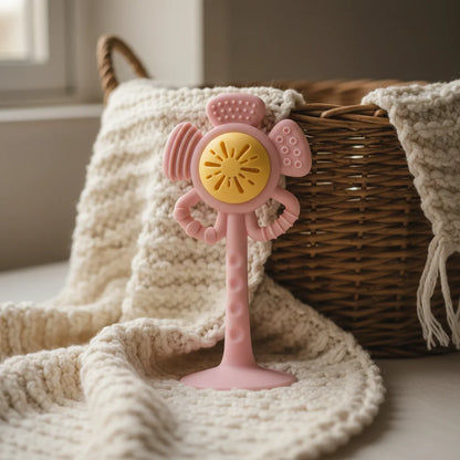 BloomGrip Silicone Baby Teether & Sensory Rattle Toy