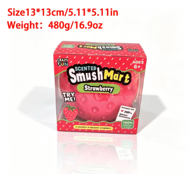 Strawberry Squeeze Ball – Squishy Fidget Toy for Kids 🍓✨