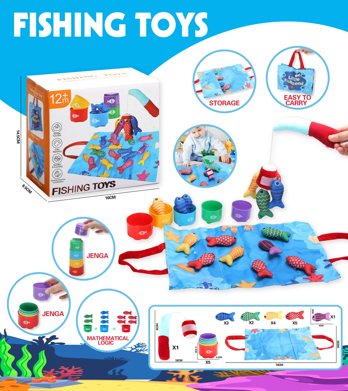 Montessori Fishing Game Set – 22-Piece Colour & Number Learning Toy 🎣🐠
