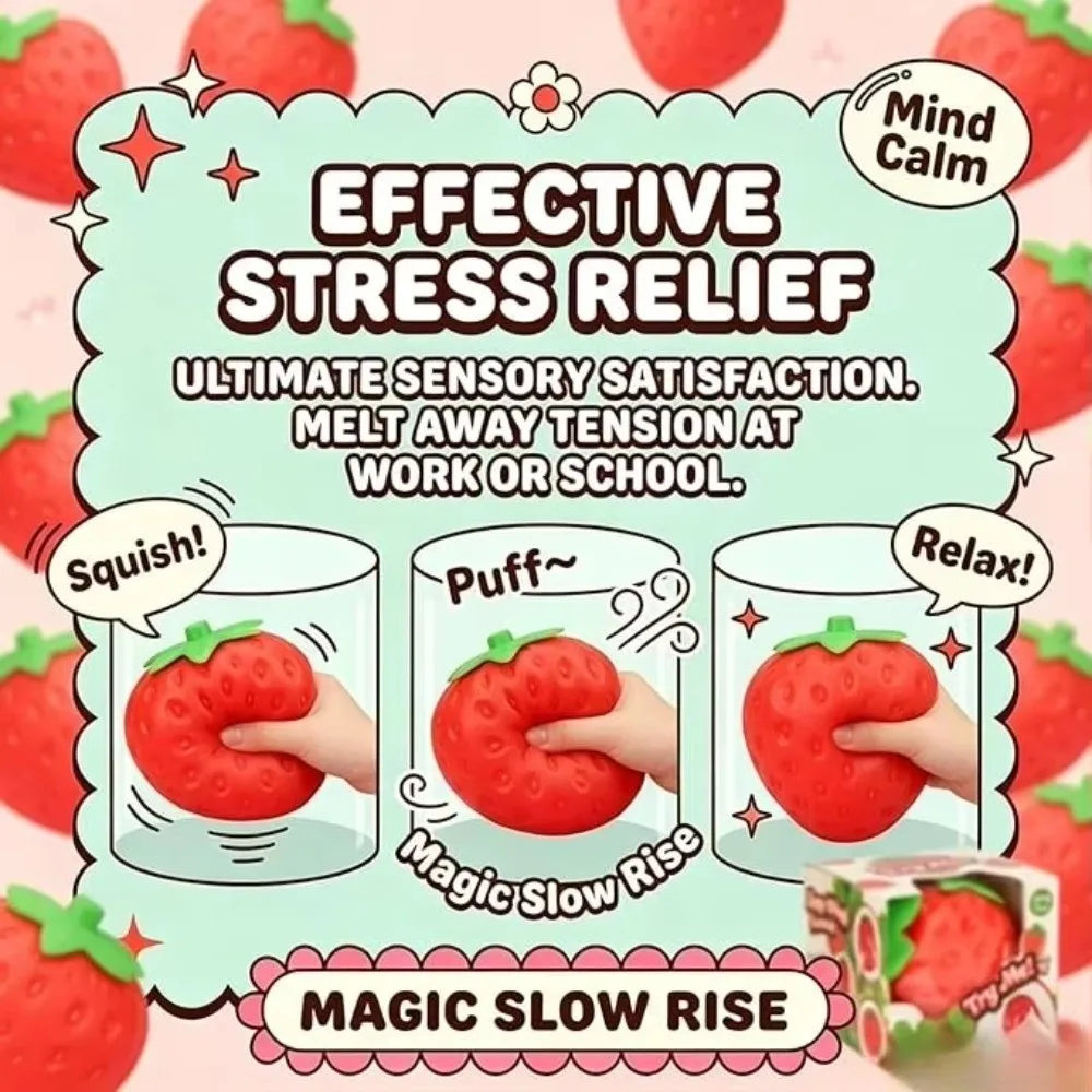 Strawberry Squeeze Ball – Squishy Fidget Toy for Kids 🍓✨