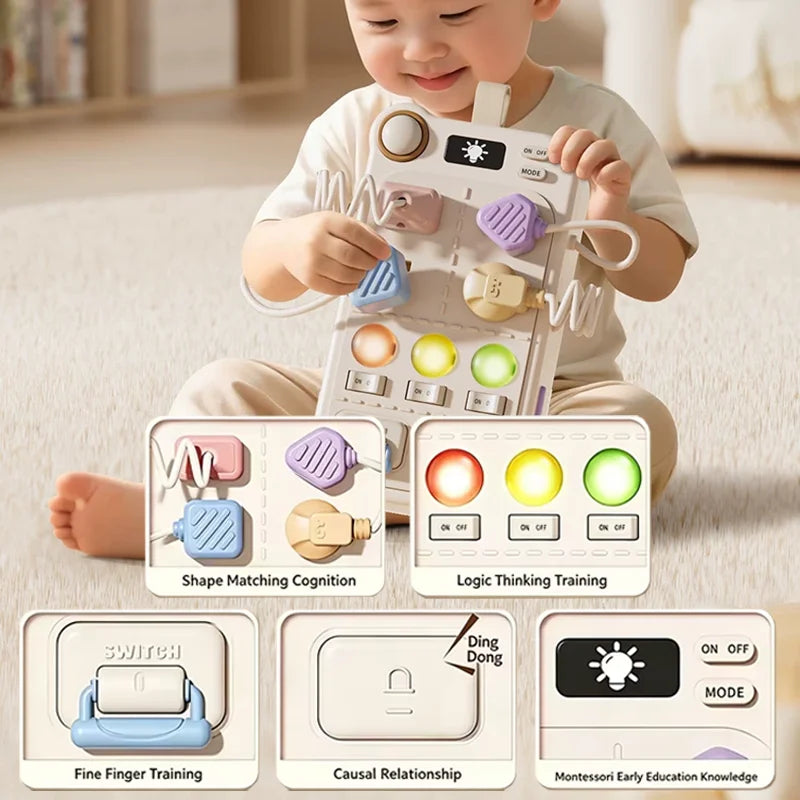 Montessori-Style Plug & Match Busy Board – Light & Sound 🔌✨