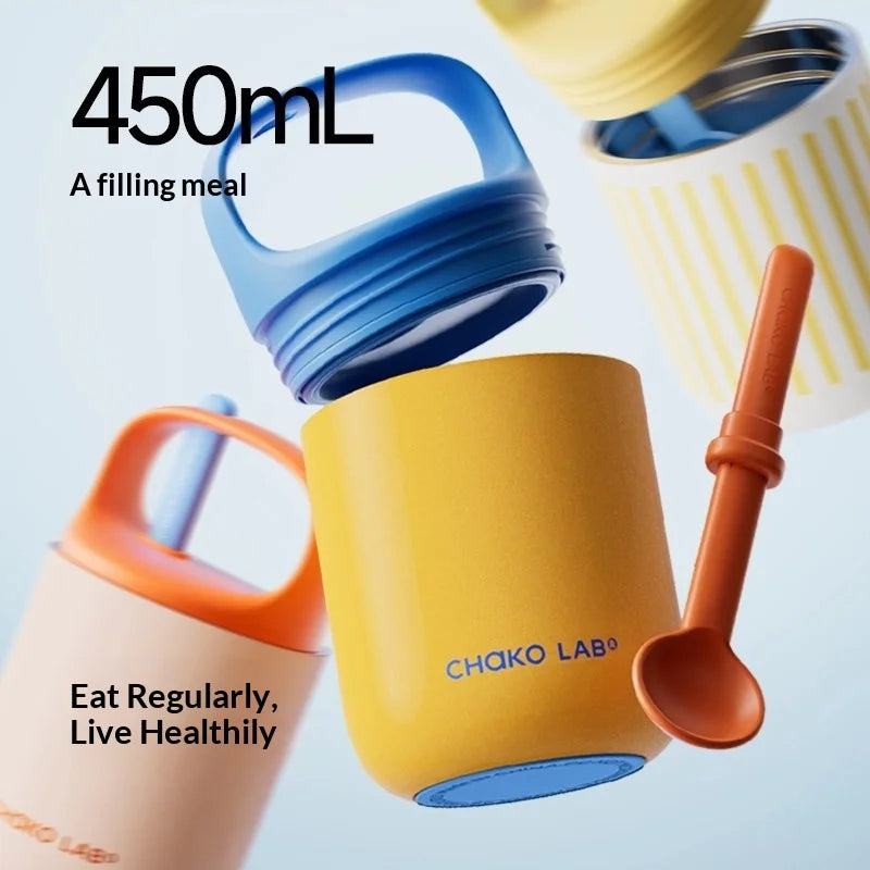 Chakolab 450ML Stainless Steel Breakfast Cup with Lid & Spoon | Insulated Thermos for Office & Travel