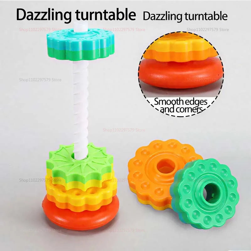 SpinStack Montessori Rainbow Tower | Rotating Stacking Toy for Kids