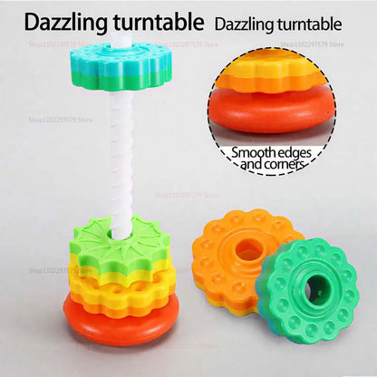 SpinStack Montessori Rainbow Tower | Rotating Stacking Toy for Kids