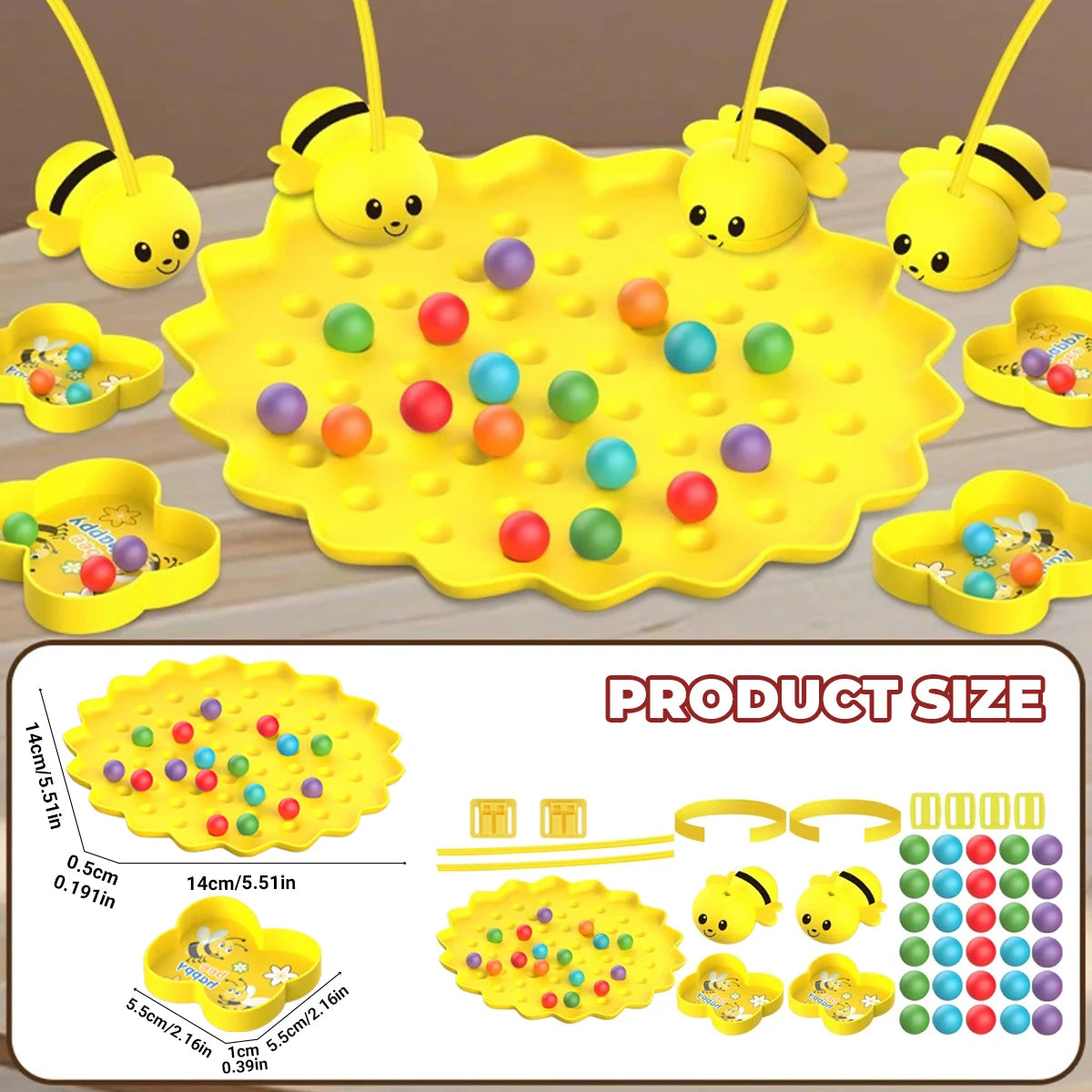 🐝 Little Bees Collect Pearls – Magnetic Tabletop Fishing Game