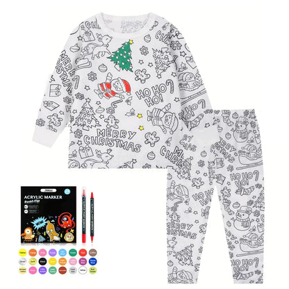 Colour Your Own Christmas Pyjamas – Kids 2-Piece Set 🎄🎨