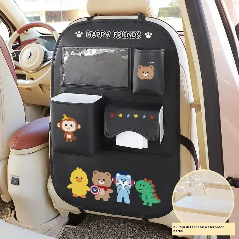 Cute Animal Car Seat Back Organiser – Kids Travel Storage 🐻🚗✨