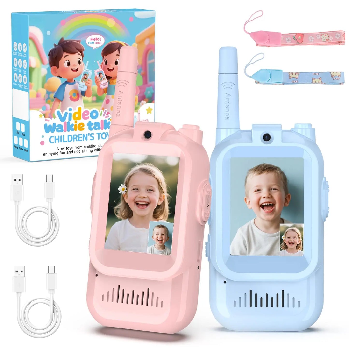Kids Video Walkie Talkie with HD Screen – Rechargeable Intercom Set