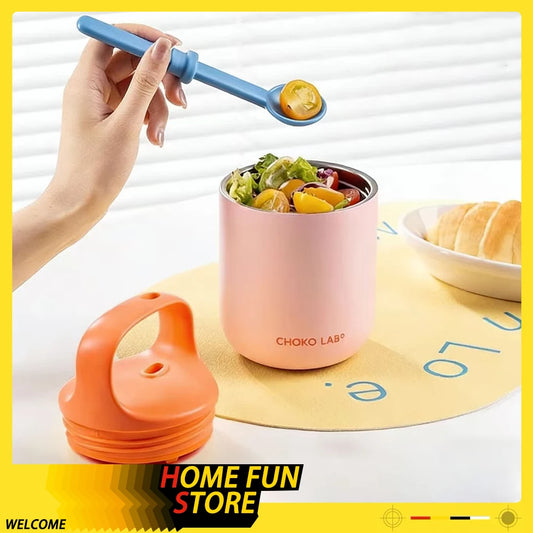 Chakolab 450ML Stainless Steel Breakfast Cup with Lid & Spoon | Insulated Thermos for Office & Travel