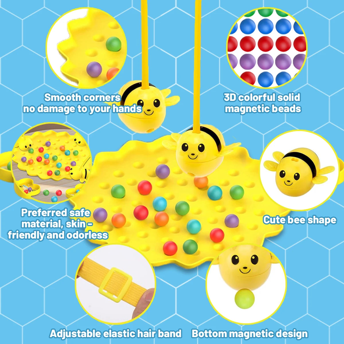 🐝 Little Bees Collect Pearls – Magnetic Tabletop Fishing Game