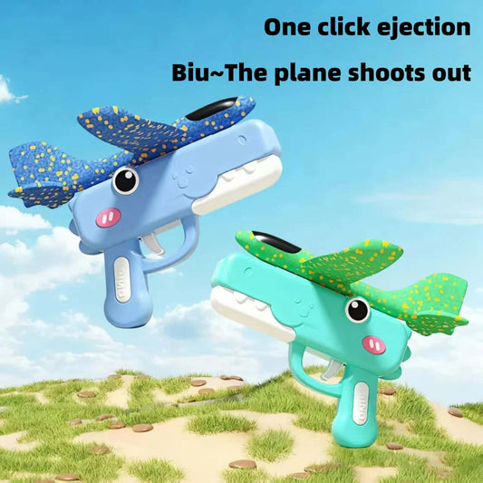 AeroDino Launcher Foam Plane Gun | One-Click Ejection Dinosaur Aircraft Toy