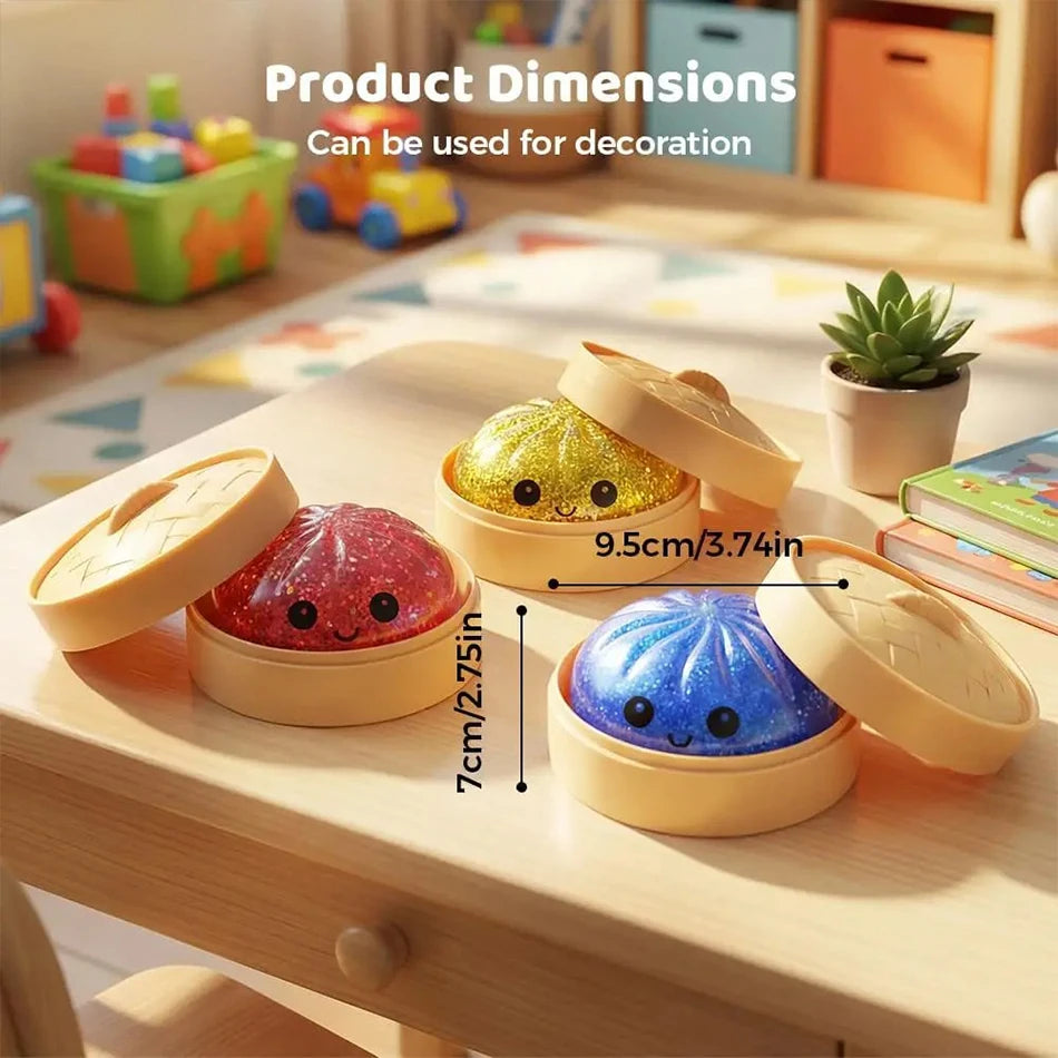 Giant Dumpling Squeeze Toy – Soft Squishy Fidget with Bamboo Steamer 🥟✨