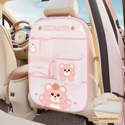 Cute Animal Car Seat Back Organiser – Kids Travel Storage 🐻🚗✨