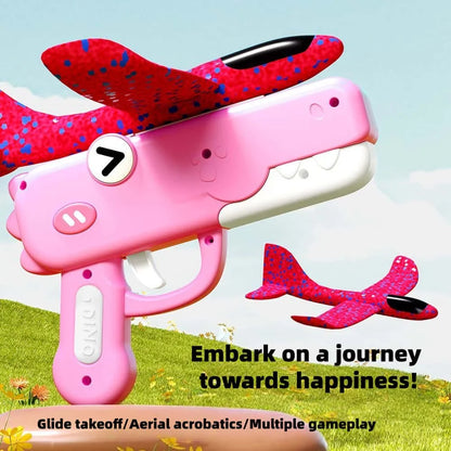 AeroDino Launcher Foam Plane Gun | One-Click Ejection Dinosaur Aircraft Toy