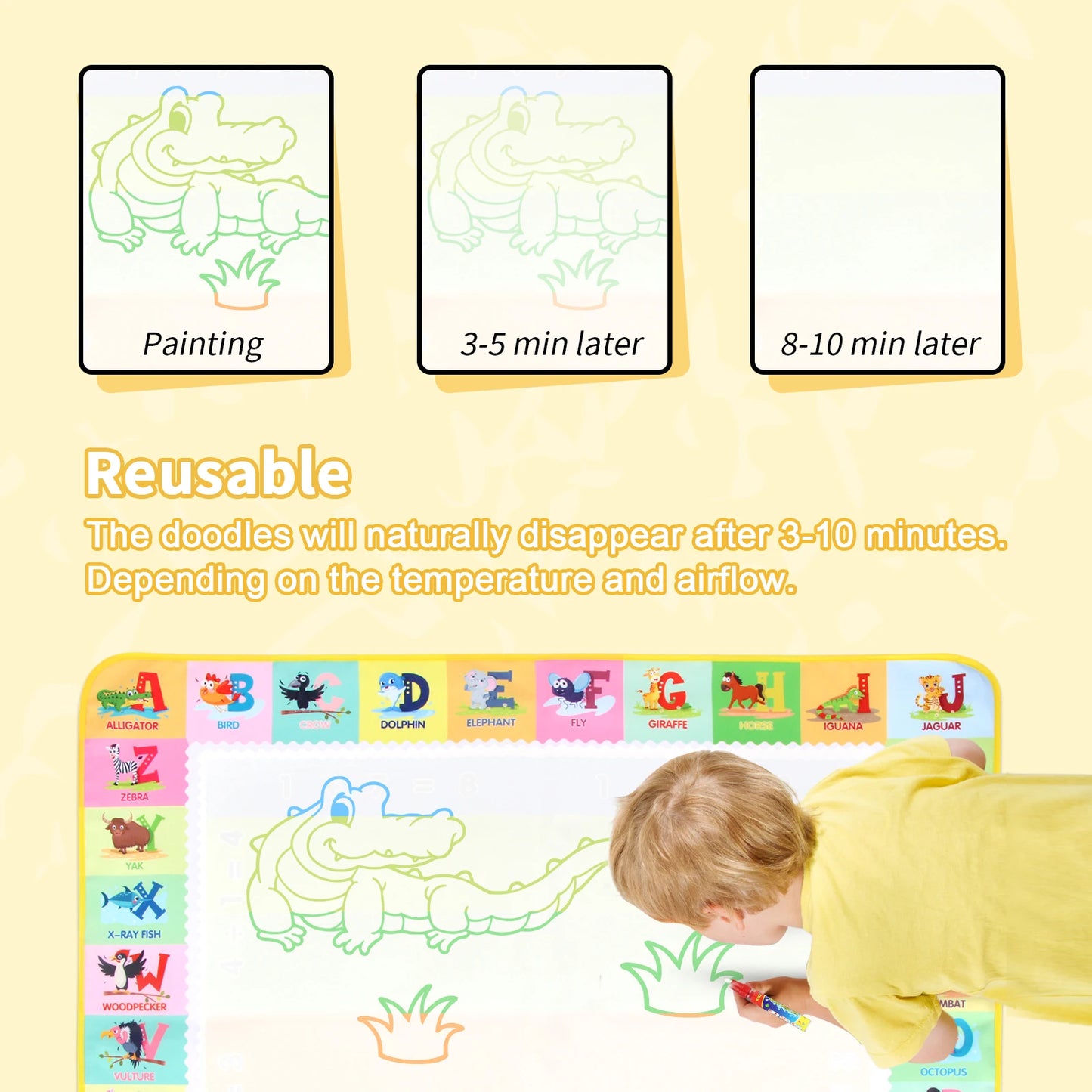 Magic Water Drawing Mat – Reusable Mess-Free Doodle & Painting Board for Kids