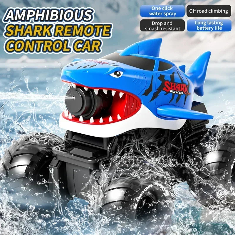 SharkBlaster 2-in-1 Amphibious RC Car & Water Shooter | 2.4G Remote + Gesture Watch Control