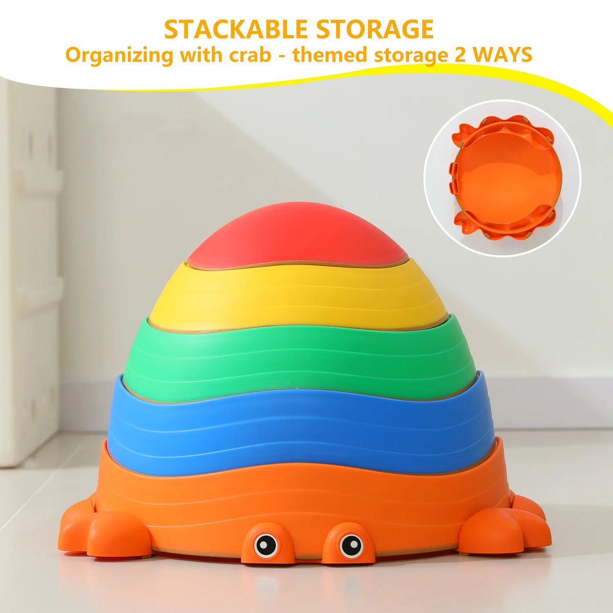 5-Piece Crab Sensory Stepping Stones – Balance & Obstacle Course Toy 🦀🌈
