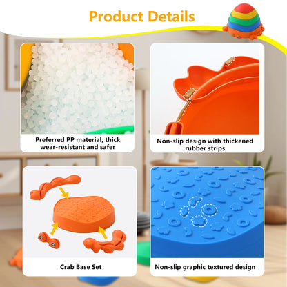 5-Piece Crab Sensory Stepping Stones – Balance & Obstacle Course Toy 🦀🌈