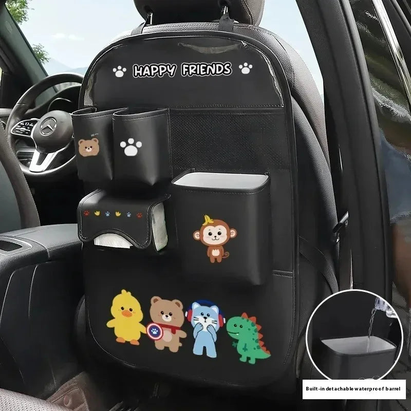 Cute Animal Car Seat Back Organiser – Kids Travel Storage 🐻🚗✨