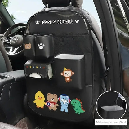 Cute Animal Car Seat Back Organiser – Kids Travel Storage 🐻🚗✨