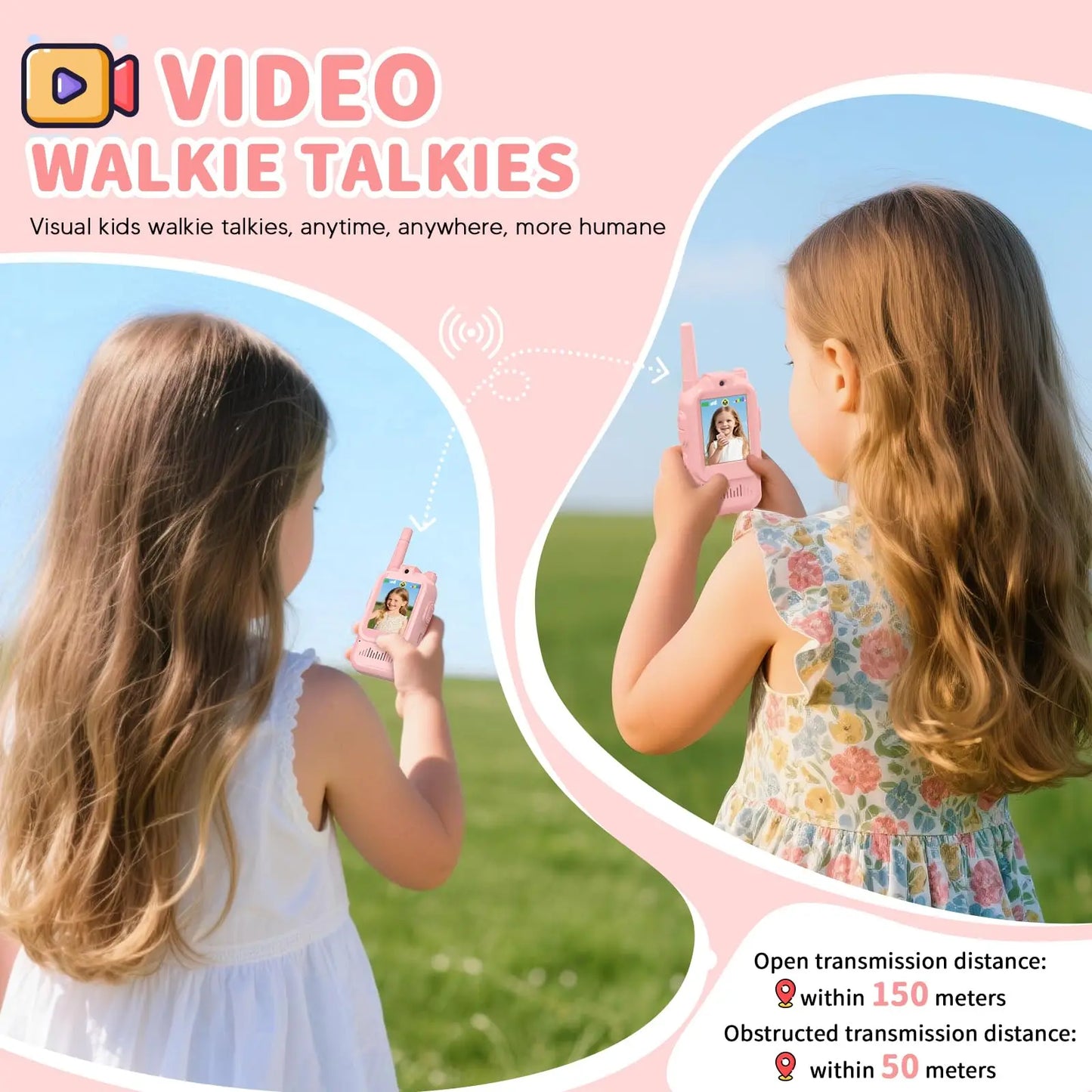 Kids Video Walkie Talkie with HD Screen – Rechargeable Intercom Set