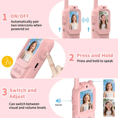 Kids Video Walkie Talkie with HD Screen – Rechargeable Intercom Set