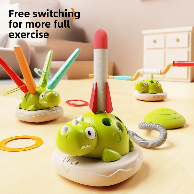 DinoJump 3-in-1 Outdoor Sports Game Set for Kids | Jump Ring, Skipping Rope & Rocket Launcher Toy