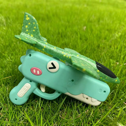 AeroDino Launcher Foam Plane Gun | One-Click Ejection Dinosaur Aircraft Toy