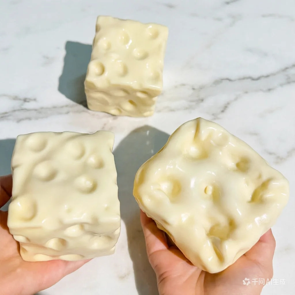 Jumbo Cheese Cube Stress Ball – Giant Cheese Squeeze & Fidget Toy 🧀✨