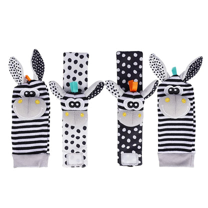 Baby Rattle Socks & Wrist Rattles – Cute Animal Foot Finder Set