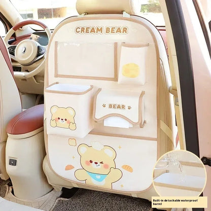 Cute Animal Car Seat Back Organiser – Kids Travel Storage 🐻🚗✨