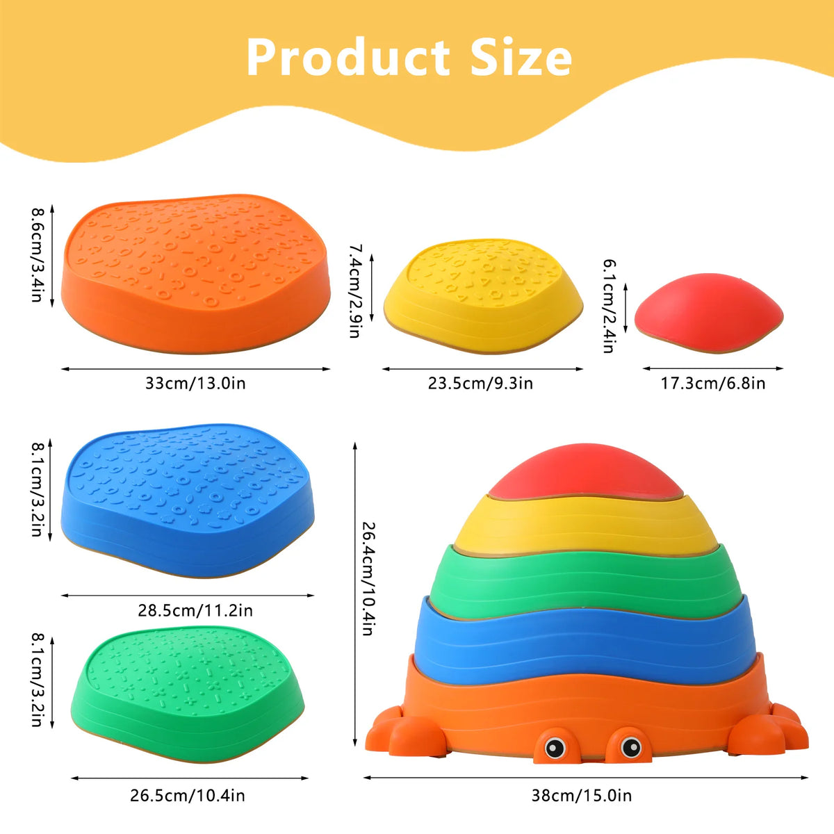 5-Piece Crab Sensory Stepping Stones – Balance & Obstacle Course Toy 🦀🌈